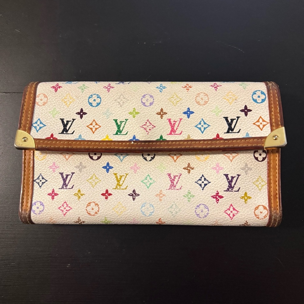 SOLD Louis Vuitton Murakami Monogram White Leather Continental Wallet